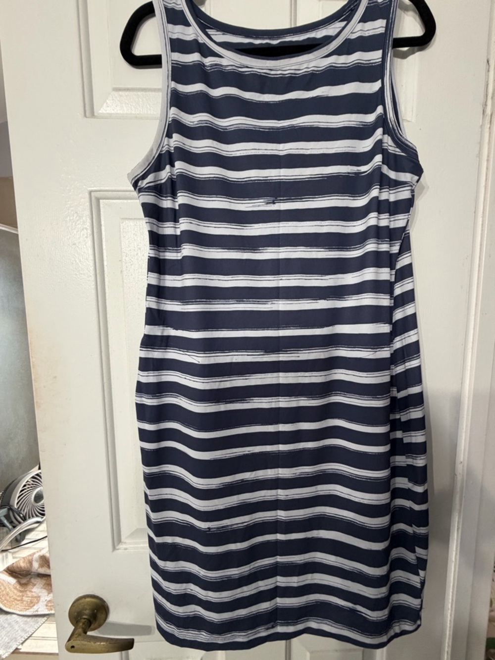 Columbia Chill River Cooling Navy and White Striped Sleeveless Midi Dress